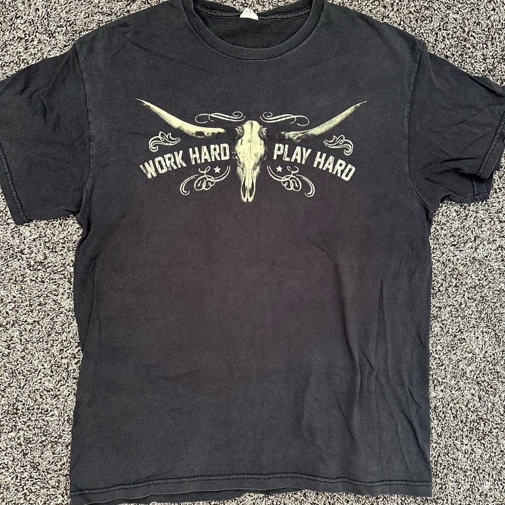 Large black western long horn graphic tee